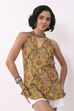 Mustard Cotton Printed A Line Short Kurti image number 4