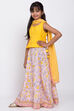 Yellow Cotton Floral Lehenga Set image number 3