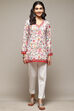 Off White Cotton Blend Printed Kurti