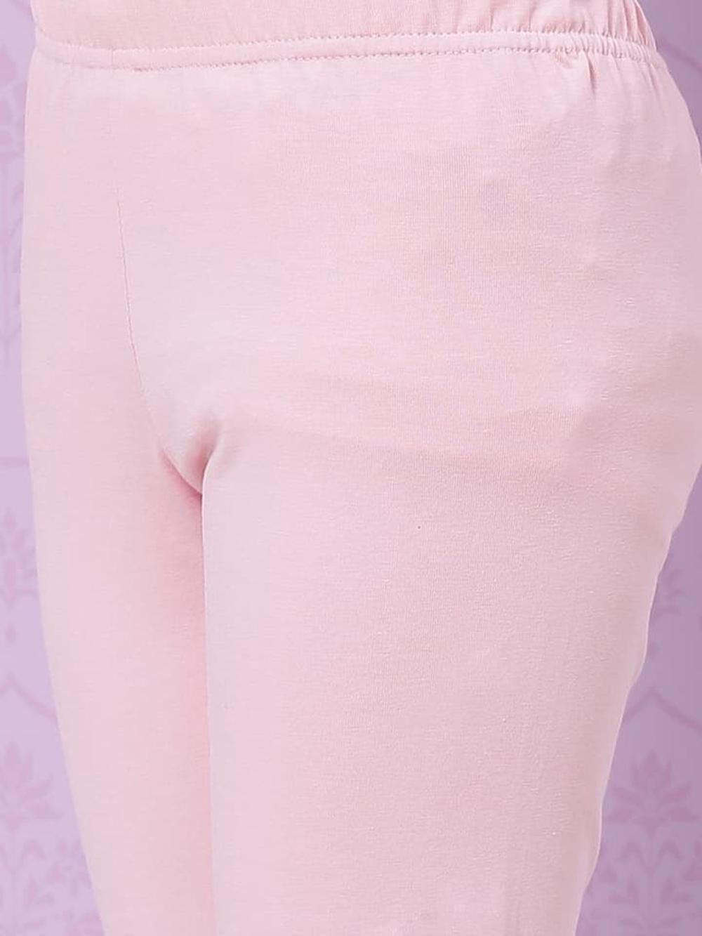 Pink Cotton Blend Flared Kurta Churidar Suit Set image number 3