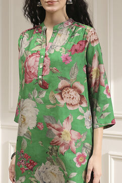 Green Floral Printed Straight Kurta image number 1