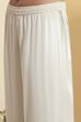 Off-White Viscose Rayon Solid Straight Palazzo image number 1