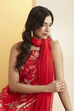 Red Floral Straight Viscose Blend Kurta Set image number 1