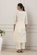 White & Pink Floral Printed Straight Suit Set image number 4