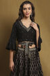 Black Hand-Block Printed Festive Crop Top image number 5