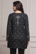 Black Cotton Blend Yarndyed Straight Kurta image number 3