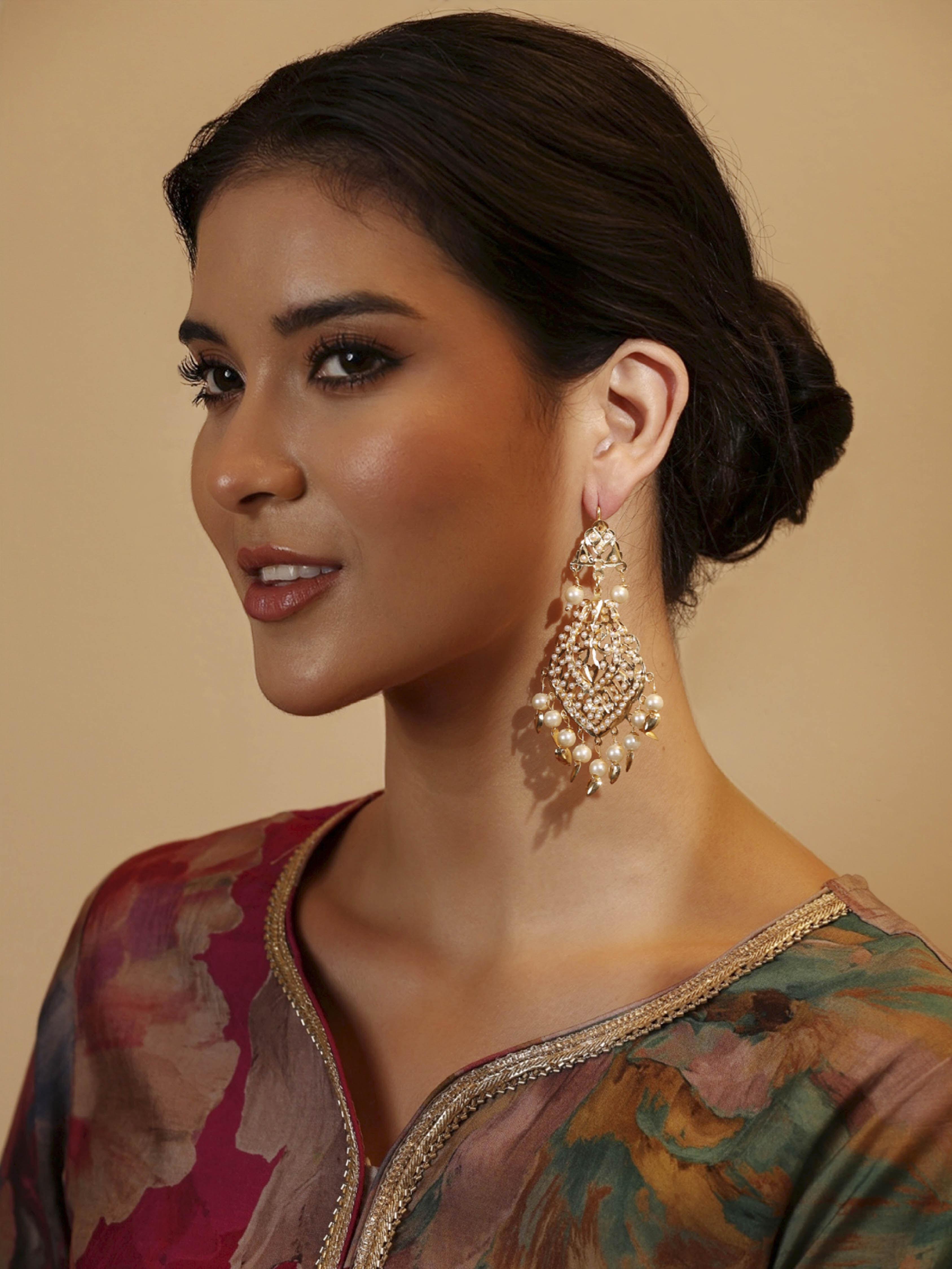 White Gold Plated Brass Drop & Dangler Earrings image number 3