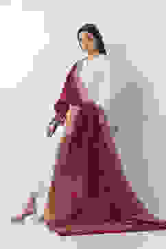 Maroon White Art Silk Dupatta image number 0