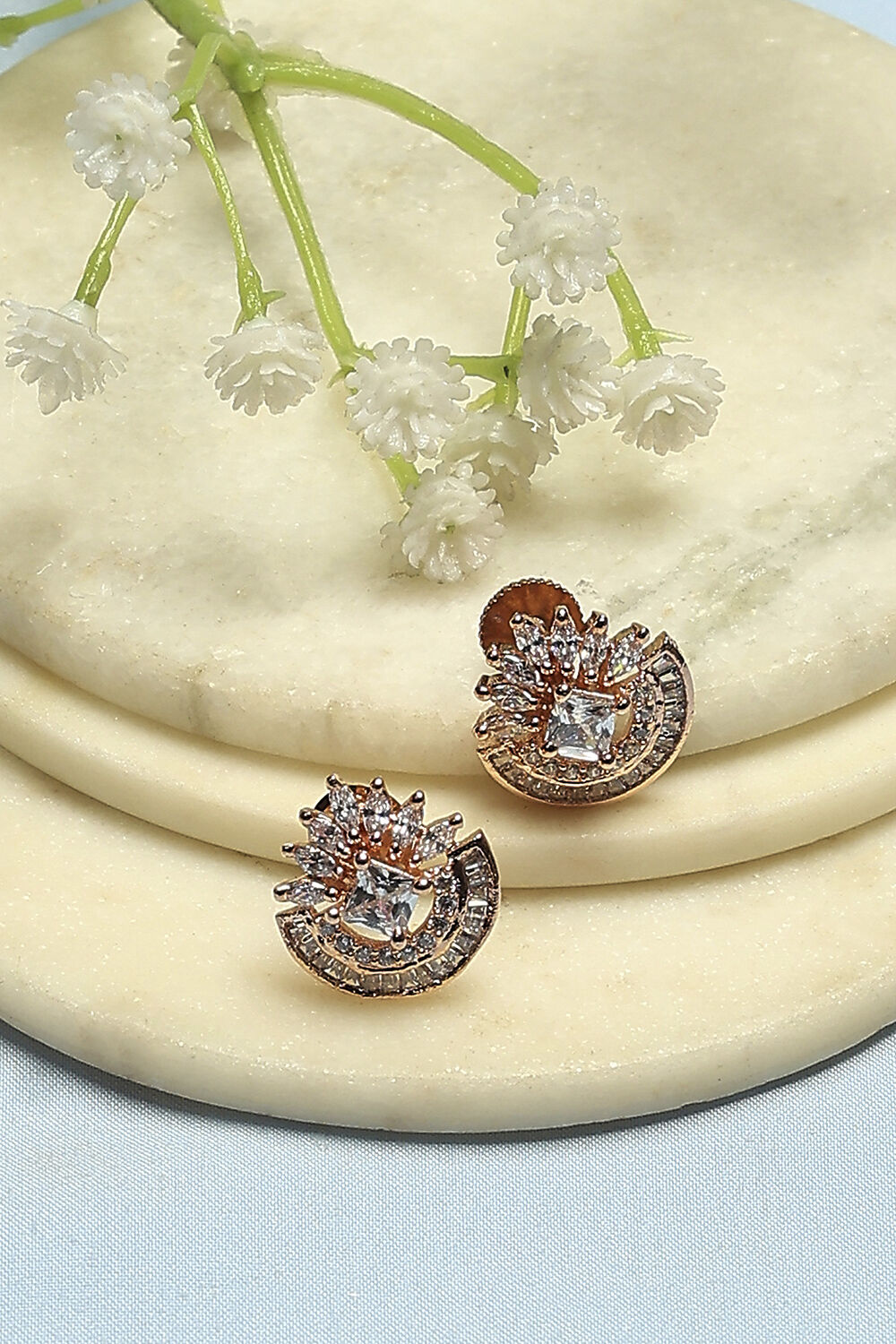 White Stone Embellished Earrings image number 0