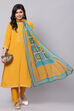 Yellow Crepe Digital Print Unstitched Suit Set image number 0