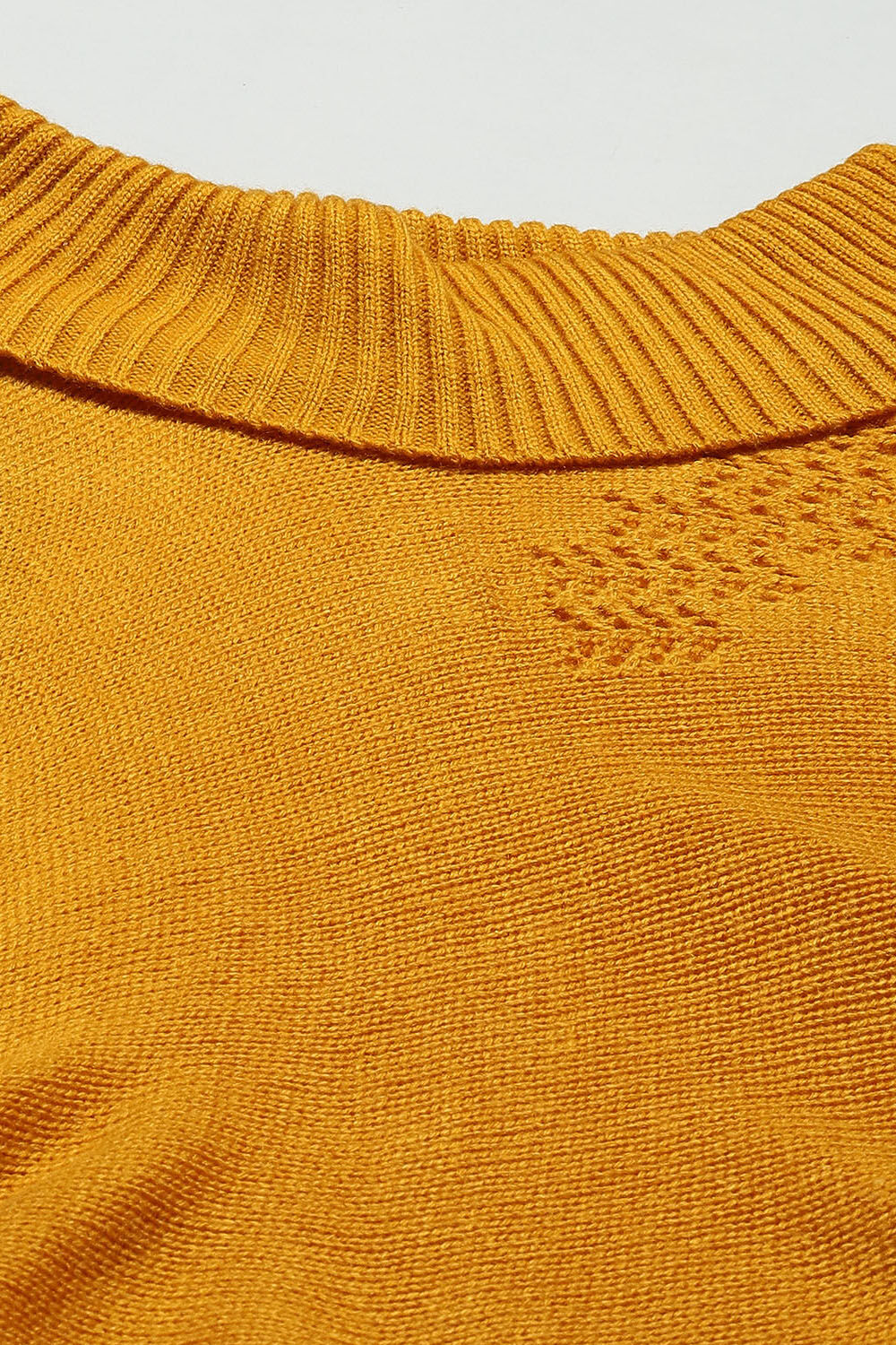 Mustard Acrylic Solid Straight Poncho Sweater image number 5