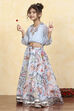 Blue Georgette Dyed Relaxed Lehenga Set image number 3