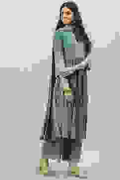 Sage Green Rayon Gathered Kurta Palazzo Suit Set image number 7