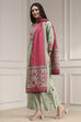 Sage Green Cotton Printed Straight Suit Set image number 3
