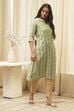Green Poly Viscose Straight Printed Kurta image number 4