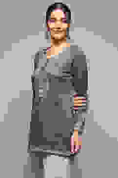 Teal Printed Straight Kurti image number 3