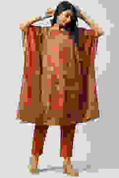 Brown Art Silk Kaftan Set image number 0