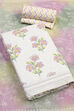 Beige-Blue Cotton Unstitched Suit Set image number 3