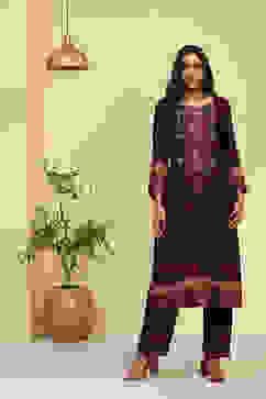 Purple Printed Straight Kurta Set image number 0