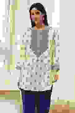 Beige Printed Straight Short Kurta image number 5