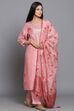 Pink Unstitched dress material Suit Set image number 5