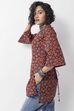 Maroon Cotton Geometric Printed Straight Kurti