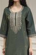 Green Viscose Rayon Straight Solid Suit Set image number 1