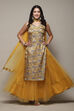 Yellow Poly Viscose Straight Kurta Skirt Suit Set