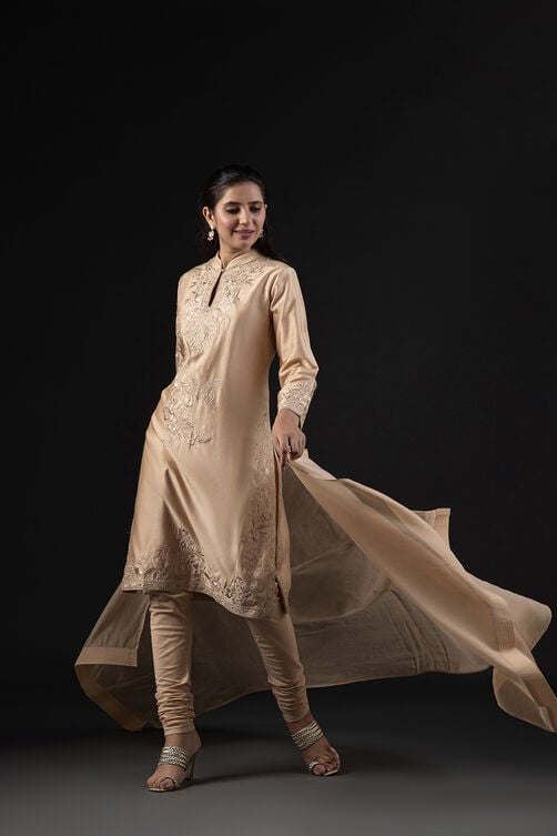 Rohit Bal Light Pink Cotton Silk Anarkali Printed Suit Set image number 0