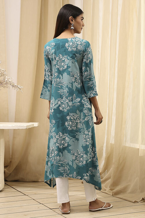 Blue Rayon Viscose  Kurta image number 4