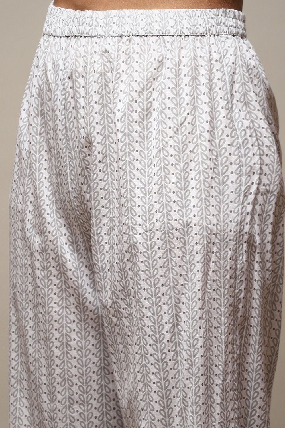 Grey Cotton Hand Block Print Unstitched Suit Set image number 17