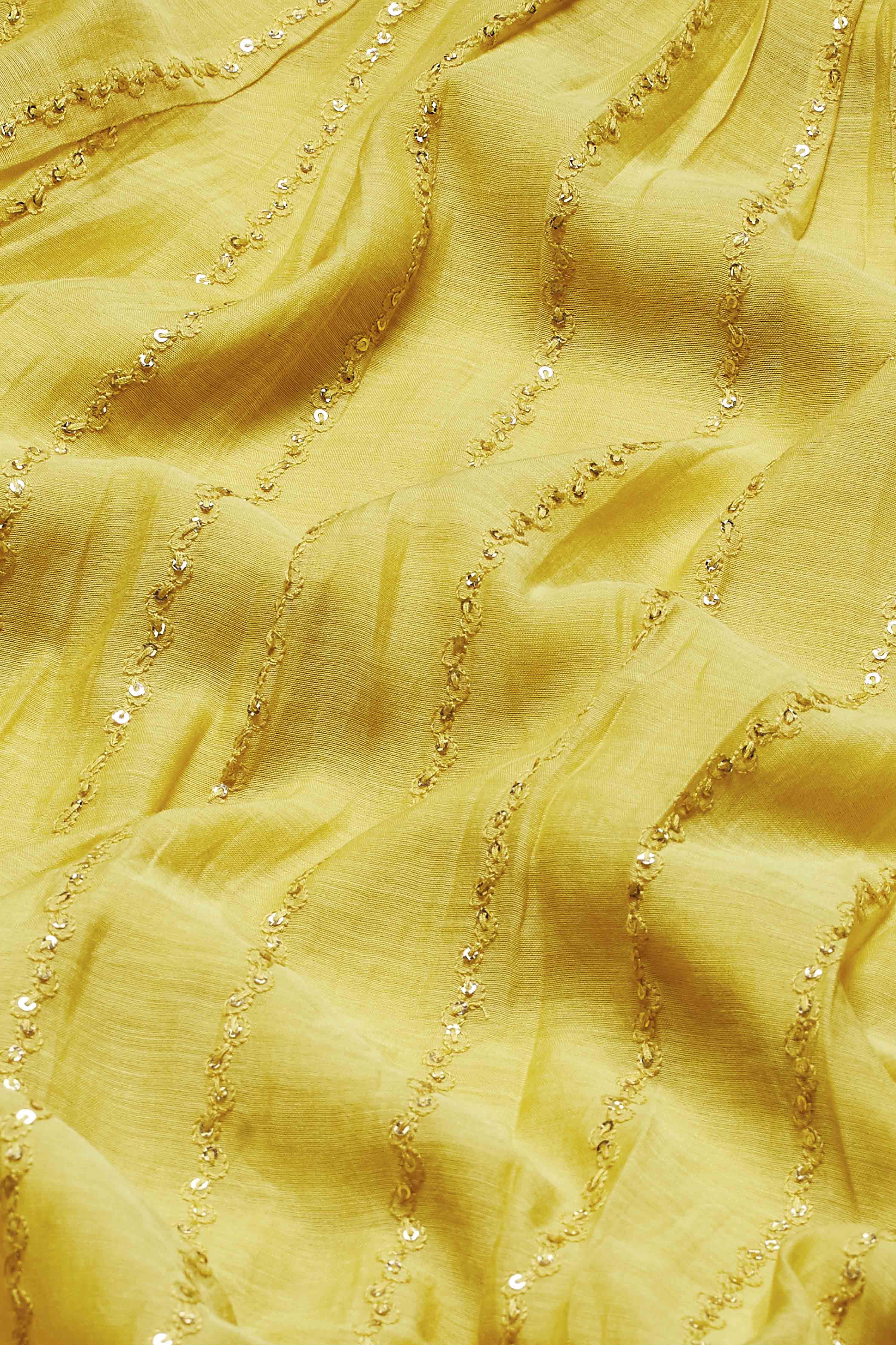 Mustard Cotton Silk Embroidered Straight Kurta Set image number 3