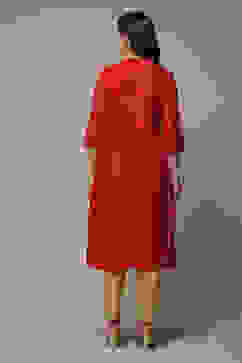 Red Art Silk Straight Printed Kurta image number 2