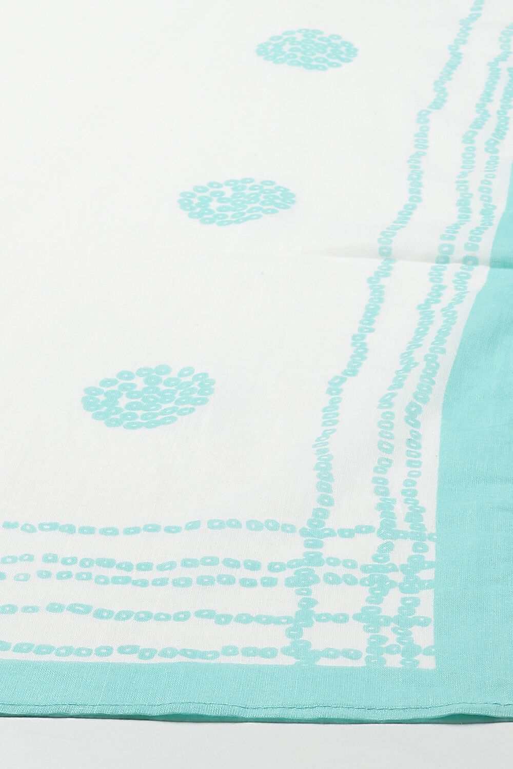 Aqua Blue and White Cotton Straight Suit Set image number 2