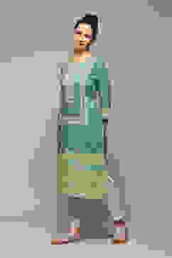 Green LIVA Straight Printed Kurta image number 2