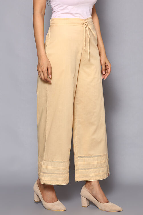White Cotton Straight Palazzos image number 3