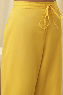 Yellow Embroidered Straight Suit Set image number 2