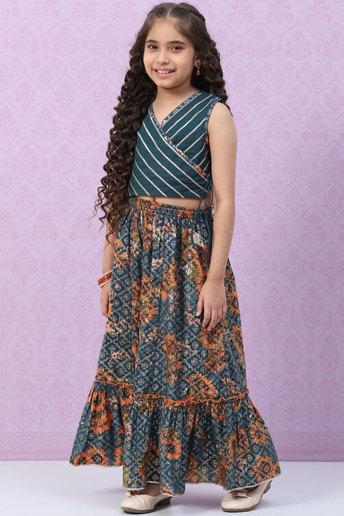 Blue Cotton Lehenga Set image number 3