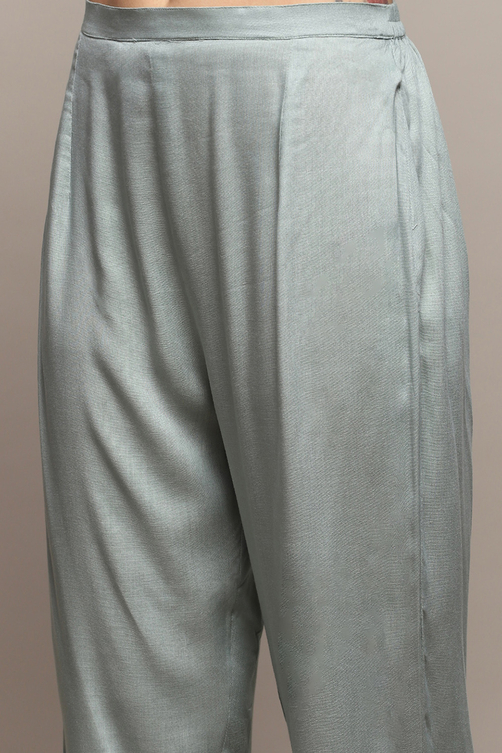 Light Blue Muslin Unstitched Suit Set image number 3