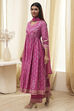Onion Pink Cotton Printed Anarkali Suit Set image number 3