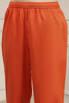 Orange Silk Straight Yarndyed Suit Set image number 2