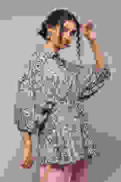 Grey LIVA Printed Top image number 3