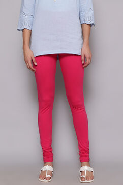 Fuschia Cotton Blend Solid Churidar image number 0