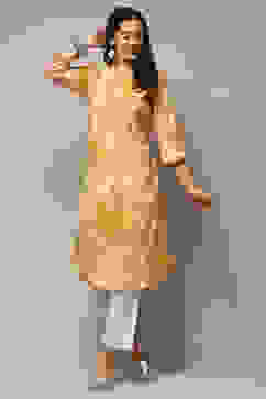 Yellow Cotton Straight Kurta image number 0