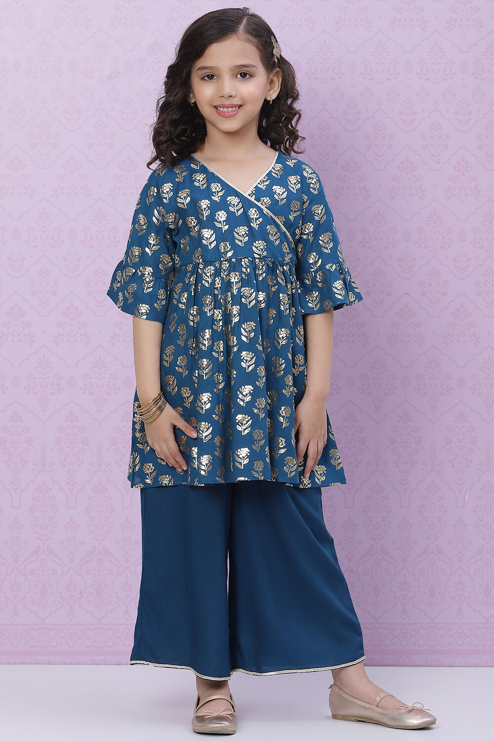 Black Rayon Flared Printed kurta Set image number 6