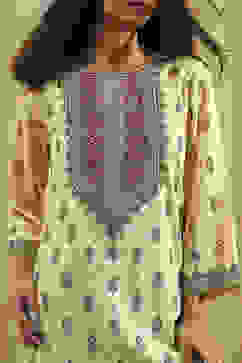 Beige Viscose Printed Straight  Short Kurta image number 1