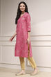 Beige Cotton Printed Straight Kurta image number 2