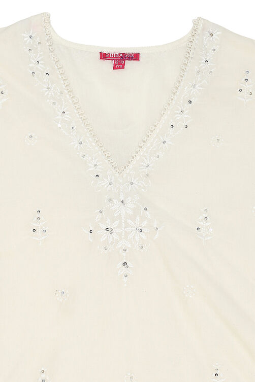 Off White Cotton Sharara Suit Set image number 1