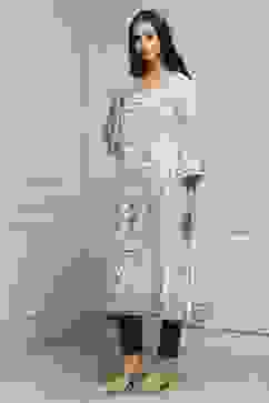 White Cotton Straight Kurta image number 2