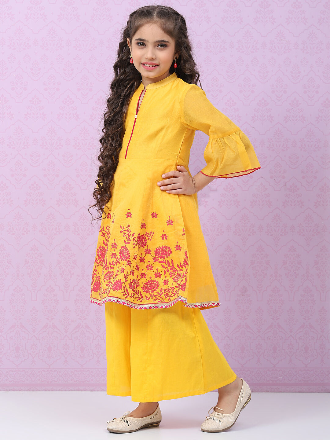 Blue Art Silk Flared Printed Top image number 3